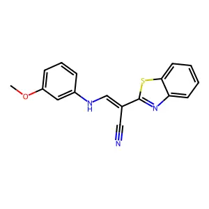 (2E)-2-(1,3-benzothiazol-2-yl)-3-[(3-methoxyphenyl)amino]prop-2-enenitrile structure