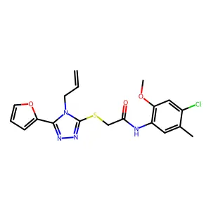 N-(4-chloro-2-methoxy-5-methylphenyl)-2-{[5-(furan-2-yl)-4-(prop-2-en-1-yl)-4H-1,2,4-triazol-3-yl]sulfanyl}acetamide structure