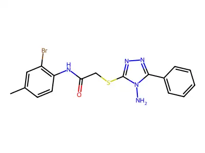 2-[(4-amino-5-phenyl-4H-1,2,4-triazol-3-yl)sulfanyl]-N-(2-bromo-4-methylphenyl)acetamide structure