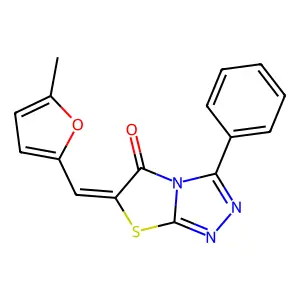 (6Z)-6-[(5-methylfuran-2-yl)methylidene]-3-phenyl-[1,3]thiazolo[2,3-c][1,2,4]triazol-5-one structure