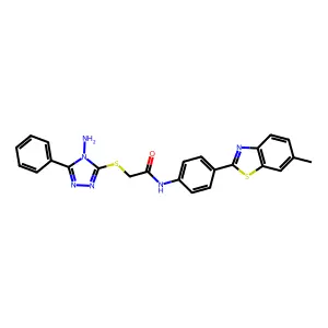 2-(4-amino-5-phenyl(1,2,4-triazol-3-ylthio))-N-[4-(6-methylbenzothiazol-2-yl)p henyl]acetamide structure