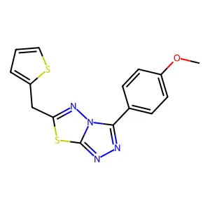 3-(4-methoxyphenyl)-6-(thiophen-2-ylmethyl)-[1,2,4]triazolo[3,4-b][1,3,4]thiadiazole structure