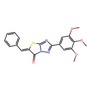 (5Z)-5-benzylidene-2-(3,4,5-trimethoxyphenyl)[1,3]thiazolo[3,2-b][1,2,4]triazol-6(5H)-one structure