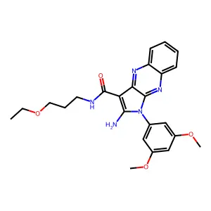 2-amino-1-(3,5-dimethoxyphenyl)-N-(3-ethoxypropyl)-1H-pyrrolo[2,3-b]quinoxaline-3-carboxamide structure