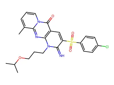 3-[(4-chlorophenyl)sulfonyl]-2-imino-10-methyl-1-[3-(propan-2-yloxy)propyl]-1,2-dihydro-5H-dipyrido[1,2-a:2',3'-d]pyrimidin-5-one structure