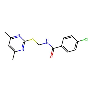 4-chloro-N-[[(4,6-dimethyl-2-pyrimidinyl)thio]methyl]benzamide structure