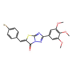 (5Z)-5-(4-bromobenzylidene)-2-(3,4,5-trimethoxyphenyl)[1,3]thiazolo[3,2-b][1,2,4]triazol-6(5H)-one structure