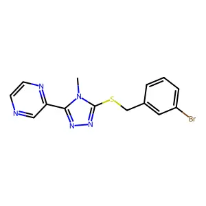 3-[(3-Bromophenyl)methylthio]-4-methyl-5-pyrazin-2-yl-1,2,4-triazole structure