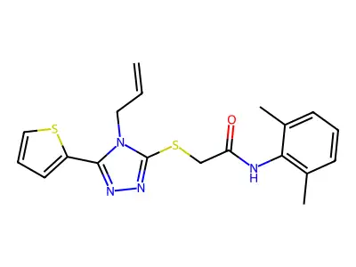 N-(2,6-dimethylphenyl)-2-{[4-(prop-2-en-1-yl)-5-(thiophen-2-yl)-4H-1,2,4-triazol-3-yl]sulfanyl}acetamide structure