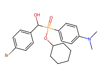 Cyclohexyl ((4-bromophenyl)(hydroxy)methyl)(4-(dimethylamino)phenyl)phosphinate structure