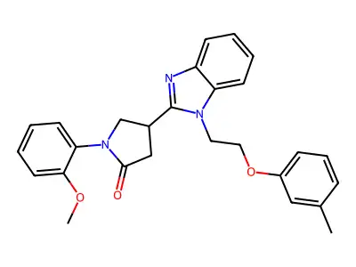 1-(2-methoxyphenyl)-4-(1-(2-(m-tolyloxy)ethyl)-1H-benzo[d]imidazol-2-yl)pyrrolidin-2-one structure