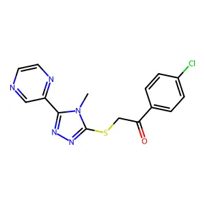 1-(4-chlorophenyl)-2-{[4-methyl-5-(pyrazin-2-yl)-4H-1,2,4-triazol-3-yl]sulfanyl}ethanone structure