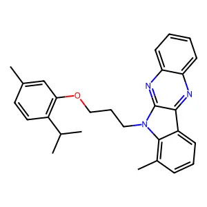 7-methyl-6-{3-[5-methyl-2-(propan-2-yl)phenoxy]propyl}-6H-indolo[2,3-b]quinoxaline structure