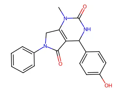 4-(4-hydroxyphenyl)-1-methyl-6-phenyl-4,7-dihydro-3H-pyrrolo[3,4-d]pyrimidine-2,5-dione structure