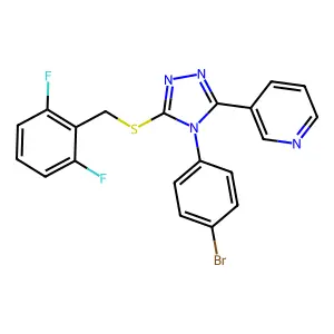 3-{4-(4-bromophenyl)-5-[(2,6-difluorobenzyl)sulfanyl]-4H-1,2,4-triazol-3-yl}pyridine structure