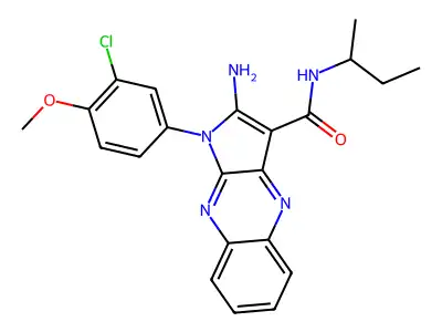 2-amino-N-(sec-butyl)-1-(3-chloro-4-methoxyphenyl)-1H-pyrrolo[2,3-b]quinoxaline-3-carboxamide structure