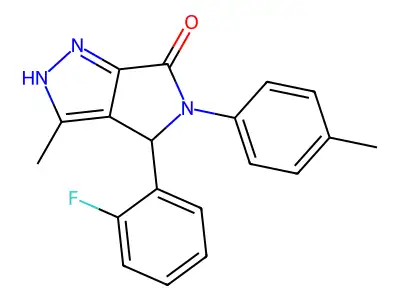 4-(2-fluorophenyl)-3-methyl-5-(4-methylphenyl)-4,5-dihydropyrrolo[3,4-c]pyrazol-6(1H)-one structure