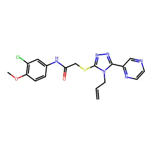 N-(3-chloro-4-methoxyphenyl)-2-{[4-(prop-2-en-1-yl)-5-(pyrazin-2-yl)-4H-1,2,4-triazol-3-yl]sulfanyl}acetamide structure