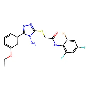 2-{[4-amino-5-(3-ethoxyphenyl)-4H-1,2,4-triazol-3-yl]sulfanyl}-N-(2-bromo-4,6-difluorophenyl)acetamide structure