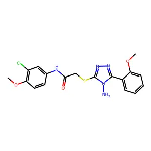 2-[4-amino-5-(2-methoxyphenyl)(1,2,4-triazol-3-ylthio)]-N-(3-chloro-4-methoxyp henyl)acetamide structure