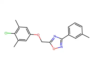 5-[(4-Chloro-3,5-dimethylphenoxy)methyl]-3-(3-methylphenyl)-1,2,4-oxadiazole structure