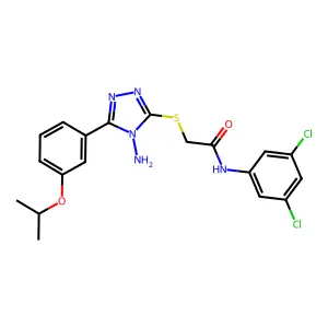 2-{4-amino-5-[3-(methylethoxy)phenyl](1,2,4-triazol-3-ylthio)}-N-(3,5-dichloro phenyl)acetamide structure