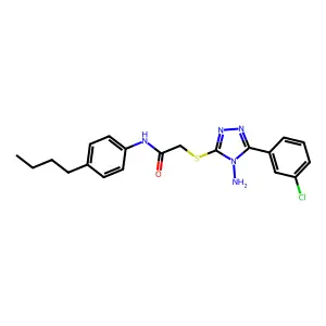 2-[4-amino-5-(3-chlorophenyl)(1,2,4-triazol-3-ylthio)]-N-(4-butylphenyl)acetam ide structure