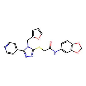 N-(1,3-benzodioxol-5-yl)-2-{[4-(furan-2-ylmethyl)-5-(pyridin-4-yl)-4H-1,2,4-triazol-3-yl]sulfanyl}acetamide structure