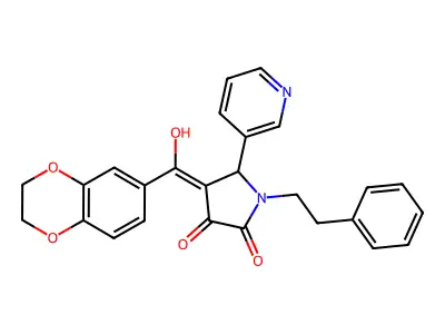 4-(2,3-dihydro-1,4-benzodioxine-6-carbonyl)-3-hydroxy-1-(2-phenylethyl)-5-(pyridin-3-yl)-2,5-dihydro-1H-pyrrol-2-one structure