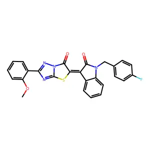 (3Z)-1-(4-fluorobenzyl)-3-[2-(2-methoxyphenyl)-6-oxo[1,3]thiazolo[3,2-b][1,2,4]triazol-5(6H)-ylidene]-1,3-dihydro-2H-indol-2-one structure