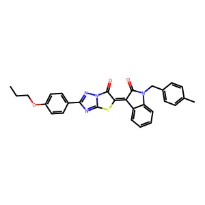 (3Z)-1-(4-methylbenzyl)-3-[6-oxo-2-(4-propoxyphenyl)[1,3]thiazolo[3,2-b][1,2,4]triazol-5(6H)-ylidene]-1,3-dihydro-2H-indol-2-one structure