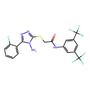 2-{[4-amino-5-(2-fluorophenyl)-4H-1,2,4-triazol-3-yl]sulfanyl}-N-[3,5-bis(trifluoromethyl)phenyl]acetamide structure