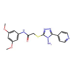 2-((4-Amino-5-(4-pyridinyl)4H-1,2,4-triazol-3-YL)thio)N-(3,5-DI-meo-PH)acetamide structure