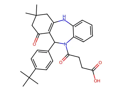 4-[11-(4-tert-butylphenyl)-3,3-dimethyl-1-oxo-1,2,3,4,5,11-hexahydro-10H-dibenzo[b,e][1,4]diazepin-10-yl]-4-oxobutanoic acid structure