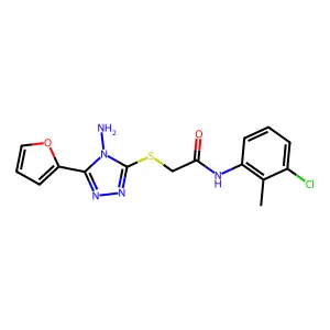 2-((4-amino-5-(furan-2-yl)-4H-1,2,4-triazol-3-yl)thio)-N-(3-chloro-2-methylphenyl)acetamide structure