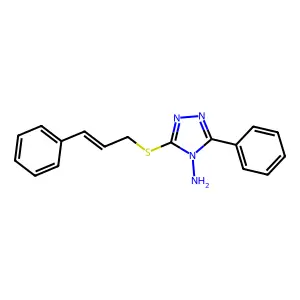 3-((2E)-3-phenylprop-2-enylthio)-5-phenyl-1,2,4-triazole-4-ylamine structure