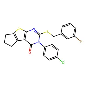 2-((3-Bromobenzyl)thio)-3-(4-chlorophenyl)-6,7-dihydro-3H-cyclopenta[4,5]thieno[2,3-d]pyrimidin-4(5H)-one structure