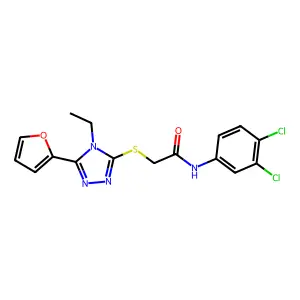 N-(3,4-Dichlorophenyl)-2-((4-ET-5-(2-furyl)-4H-1,2,4-triazol-3-YL)thio)acetamide structure