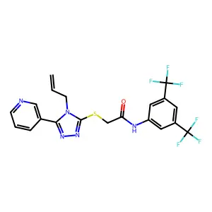 N-[3,5-bis(trifluoromethyl)phenyl]-2-{[4-(prop-2-en-1-yl)-5-(pyridin-3-yl)-4H-1,2,4-triazol-3-yl]sulfanyl}acetamide structure