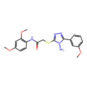 2-[4-amino-5-(3-methoxyphenyl)(1,2,4-triazol-3-ylthio)]-N-(2,4-dimethoxyphenyl)acetamide structure