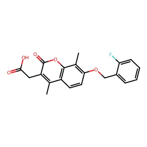 {7-[(2-fluorobenzyl)oxy]-4,8-dimethyl-2-oxo-2H-chromen-3-yl}acetic acid structure