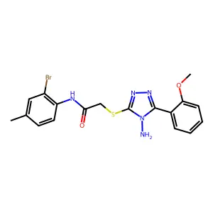 2-[4-amino-5-(2-methoxyphenyl)(1,2,4-triazol-3-ylthio)]-N-(2-bromo-4-methylphe nyl)acetamide structure