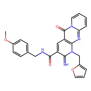 1-(2-furylmethyl)-2-imino-N~3~-(4-methoxybenzyl)-5-oxo-1,5-dihydro-2H-dipyrido[1,2-a:2,3-d]pyrimidine-3-carboxamide structure