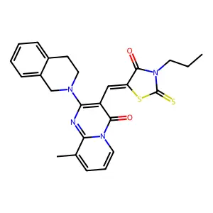2-(3,4-dihydroisoquinolin-2(1H)-yl)-9-methyl-3-[(Z)-(4-oxo-3-propyl-2-thioxo-1,3-thiazolidin-5-ylidene)methyl]-4H-pyrido[1,2-a]pyrimidin-4-one structure
