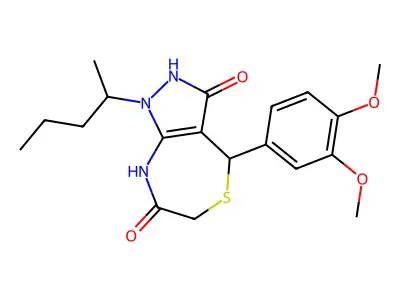 4-(3,4-dimethoxyphenyl)-1-pentan-2-yl-4,8-dihydro-2H-pyrazolo[3,4-e][1,4]thiazepine-3,7-dione structure