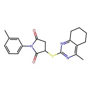 1-(3-methylphenyl)-3-[(4-methyl-5,6,7,8-tetrahydroquinazolin-2-yl)sulfanyl]pyrrolidine-2,5-dione structure