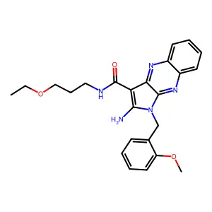 2-amino-N-(3-ethoxypropyl)-1-(2-methoxybenzyl)-1H-pyrrolo[2,3-b]quinoxaline-3-carboxamide structure
