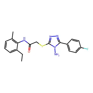 2-{[4-amino-5-(4-fluorophenyl)-4H-1,2,4-triazol-3-yl]sulfanyl}-N-(2-ethyl-6-methylphenyl)acetamide structure