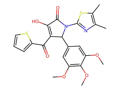 (4E)-1-(4,5-dimethyl-1,3-thiazol-2-yl)-4-[hydroxy(thiophen-2-yl)methylidene]-5-(3,4,5-trimethoxyphenyl)pyrrolidine-2,3-dione structure