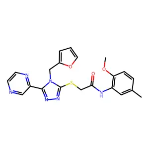 2-[4-(2-furylmethyl)-5-pyrazin-2-yl(1,2,4-triazol-3-ylthio)]-N-(2-methoxy-5-me thylphenyl)acetamide structure